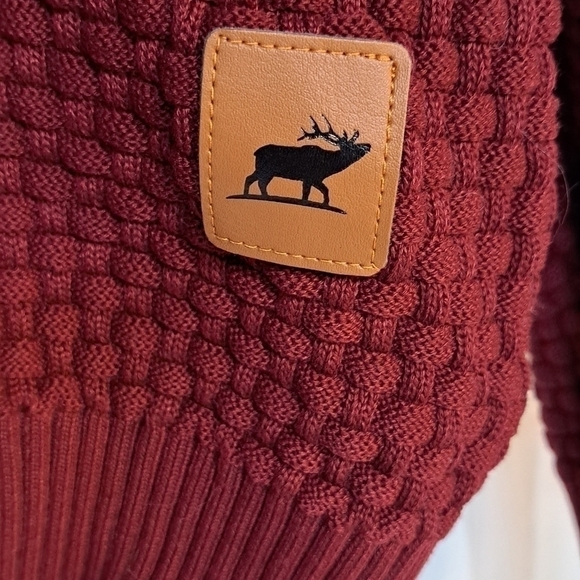 Zaitun Men's Hooded Sweatshirt Sweater Pullover Solid Knitted Maroon Size Large - Picture 3 of 15